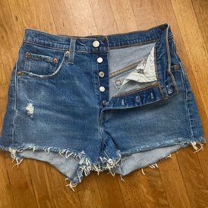 Levi 501 high rise denim shorts